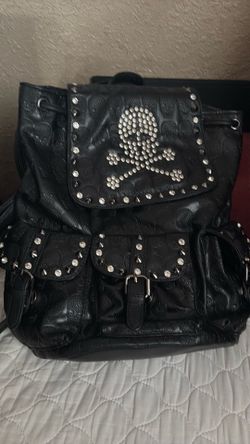 Leather Backpack With Skull