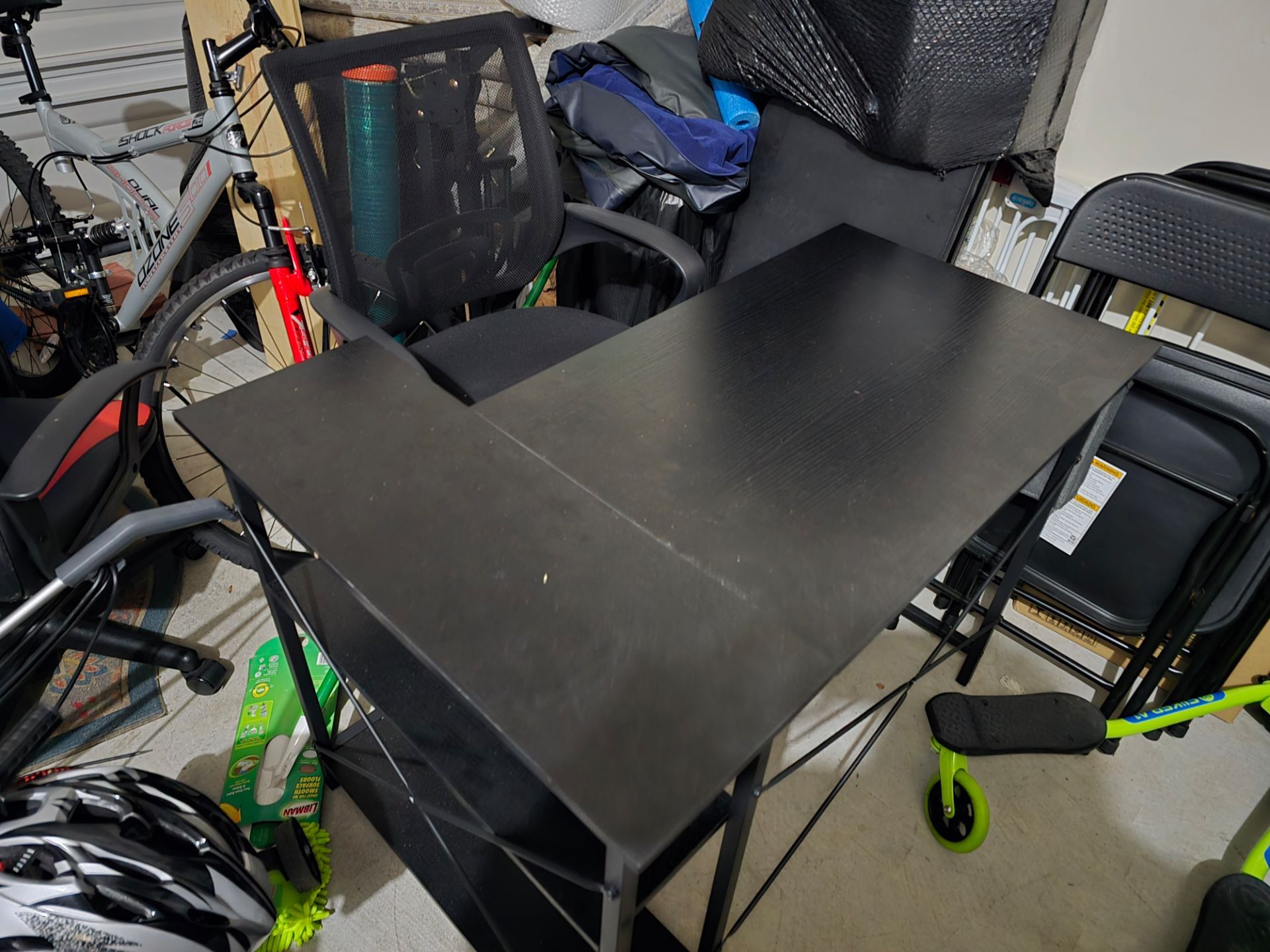 Black study desk with chair