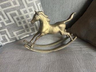 Vintage Solid Brass Rocking Horse - Handcrafted in Korea MCM