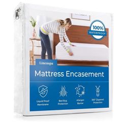Waterproof & Bed Bug Proof - Premium Noiseless & Absorbent Cover – Full, White