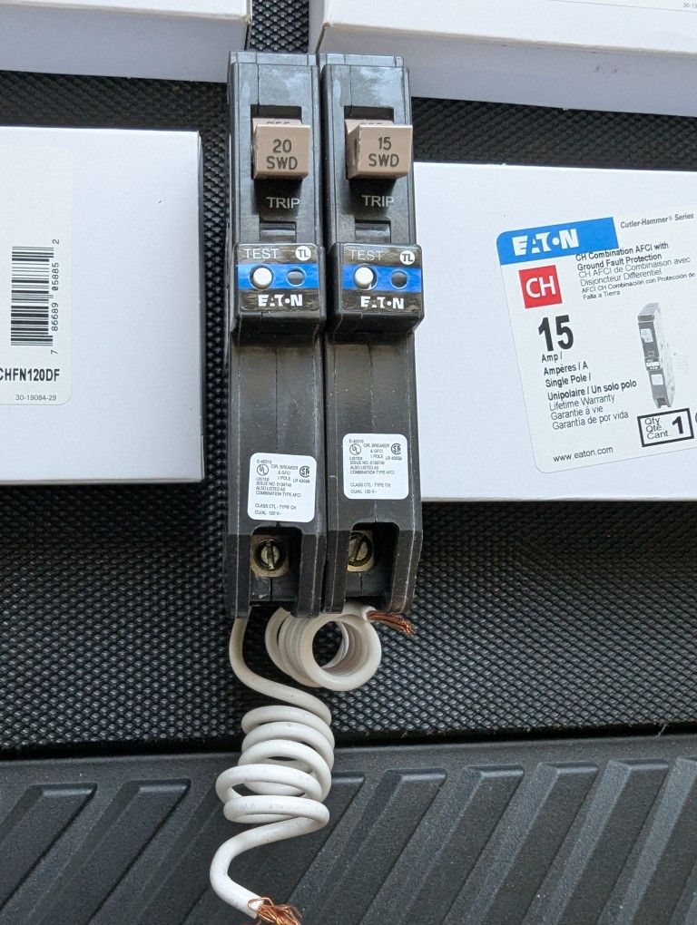 Eaton Breakers (6) 20 & 15 Amp Brand New