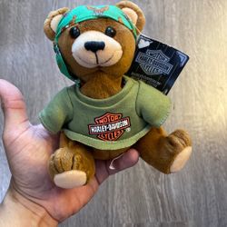 Vintage Y2K Harley Davidson Mini Teddy Bear Plush Toy 