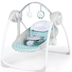 Ingenuity Baby Infant Swingity Swing Easy-Fold Portable Baby Swing, 0-9 Months Toys Foldable 6 speed
