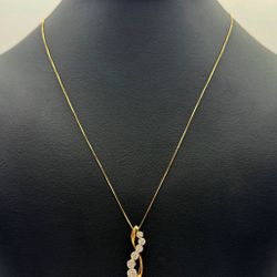 10k solid yellow gold Necklace chain with infinity pendant 19” 0.7mm mm 1.9 grams 0.8CTW