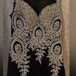 Black sequence evening dress