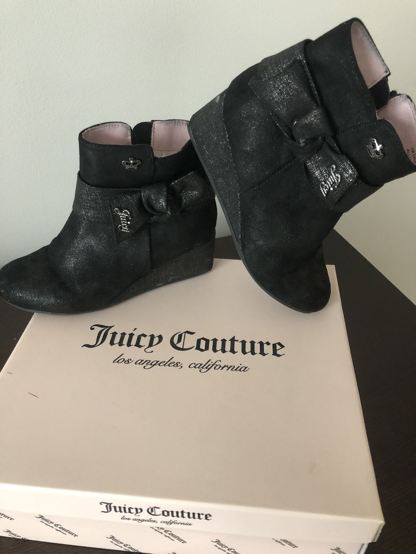 Black Juicy Couture Girls Ankle Boots Size 2