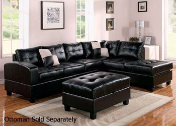 New black bonded leather sofa sectional