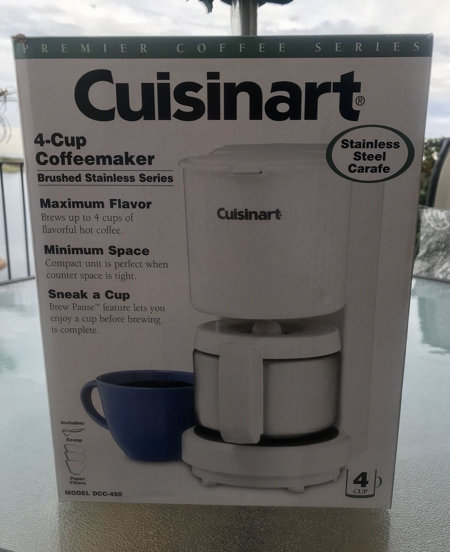 CUISINART 4 CUP COFFEE MAKER IN WHITE NEW IN BOX!
