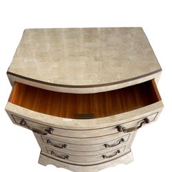 Very Rare Maitland And Smith Tessellated White Coquina Stone 5 Drawer Dresser MCM Coral And Brass