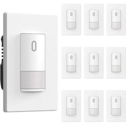 10 Pack Matte White Single Pole Occupancy Motion Sensor Light Switch