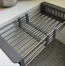 1pc Stainless Steel Retractable Kitchen Drain Storage Rack