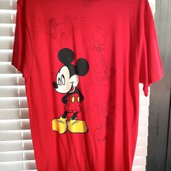 **VINTAGE** Mickey Mouse T-Shirt by Jerry Leigh - Red - Features Mickey Sketches