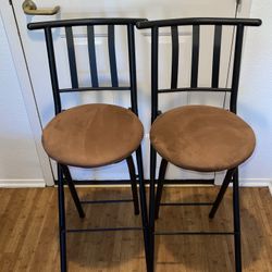 Brown Metal Foldable Stool Set