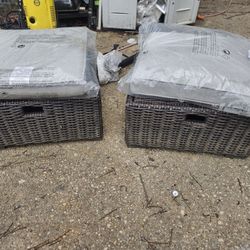 Price Is Firm.. Two Basket Weave Lounge Storage Ottomans