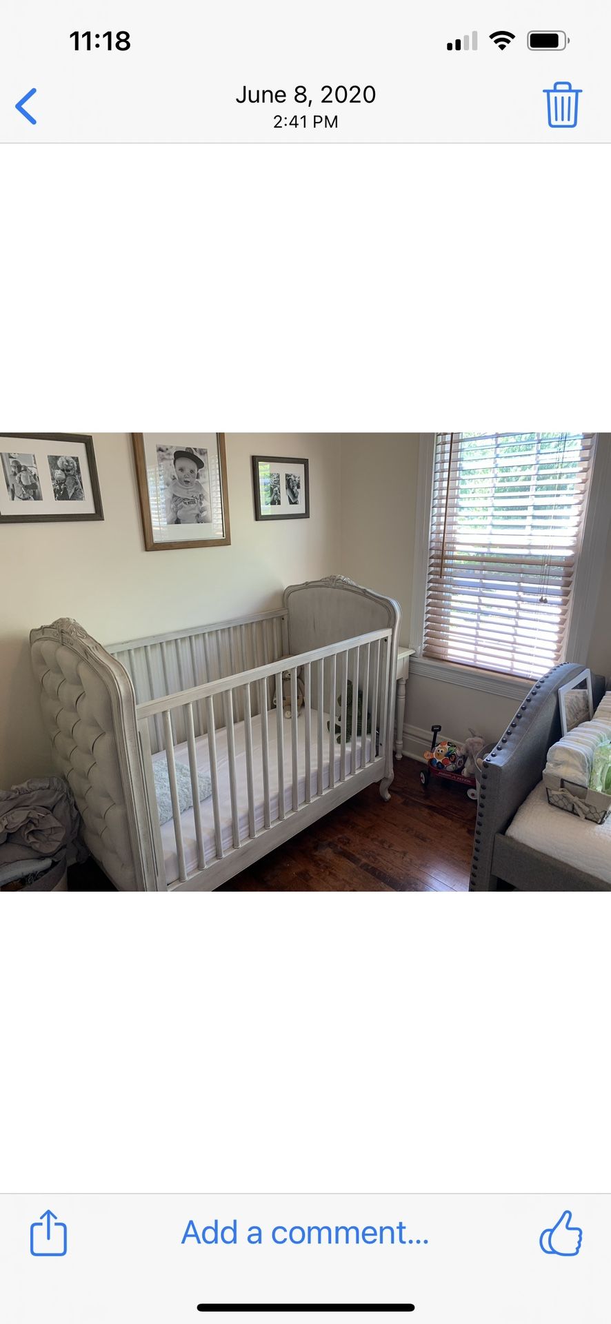 Restoration Hardware Colette Tufted Crib/Toddler Bed
