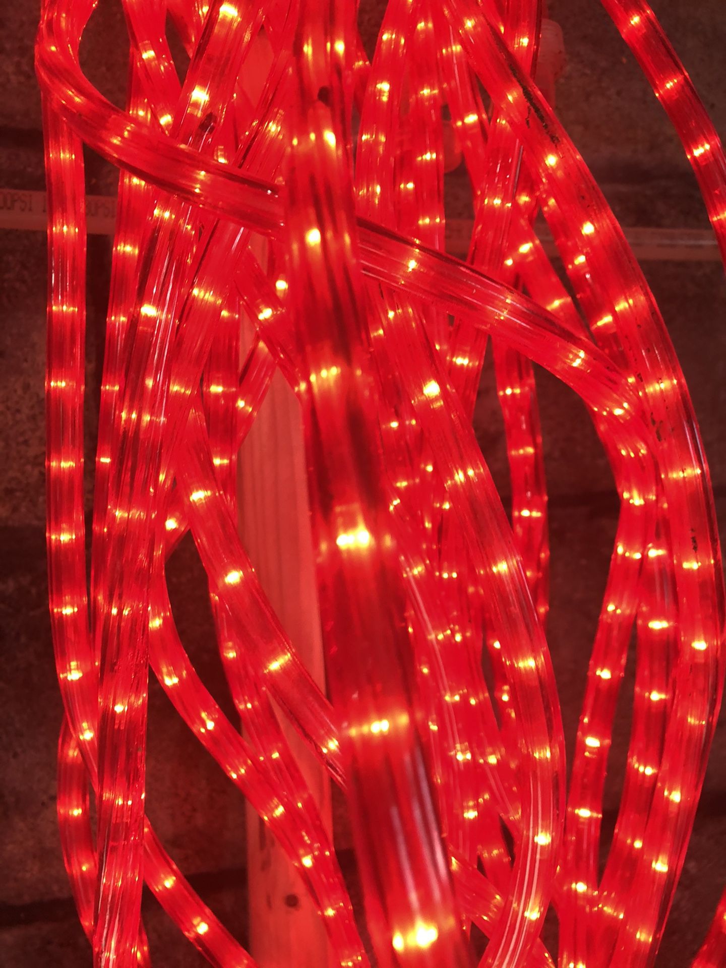 Red Rope Christmas Lights - 18 ft sections. 8 available