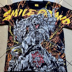 Affliction Ferocious Lion, Dragon, Skulls & Goat Vibrate AOP Smile Brand Y2K no Sz Tag Med-Large 