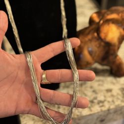 Wow 😮!! Vintage 925 Sterling Silver " Liquid Silver " Necklace !