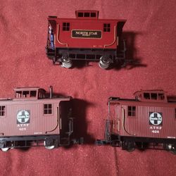 Set Of 3 Bachmann G Scale North Star & Santa Fe Bobber Caboose Model Train Cars 