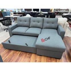 Sectional sofa with storage chaise and pullout bed