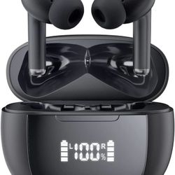 Wireless Earbuds, Bluetooth Headphones with Microphone, IPX6 Sweatproof, 35H Playtime with LED Power Display, High-Fidelity Stereo