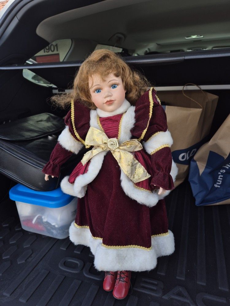 Elegant Porcelain Holiday Doll