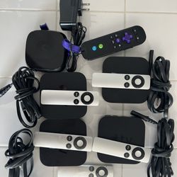 Four Apple TV 3  With Extra Remote And A Roku 3 