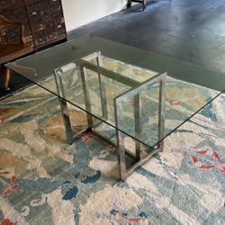 Glass Top Table With Chrome Stand 