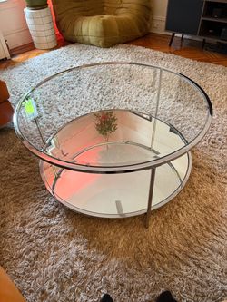 Round Mirrored Glass & Chrome Coffee Table
