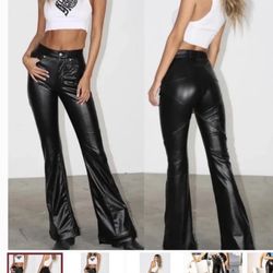 Revice Black Flared faux Leather Pants butt star Size 27