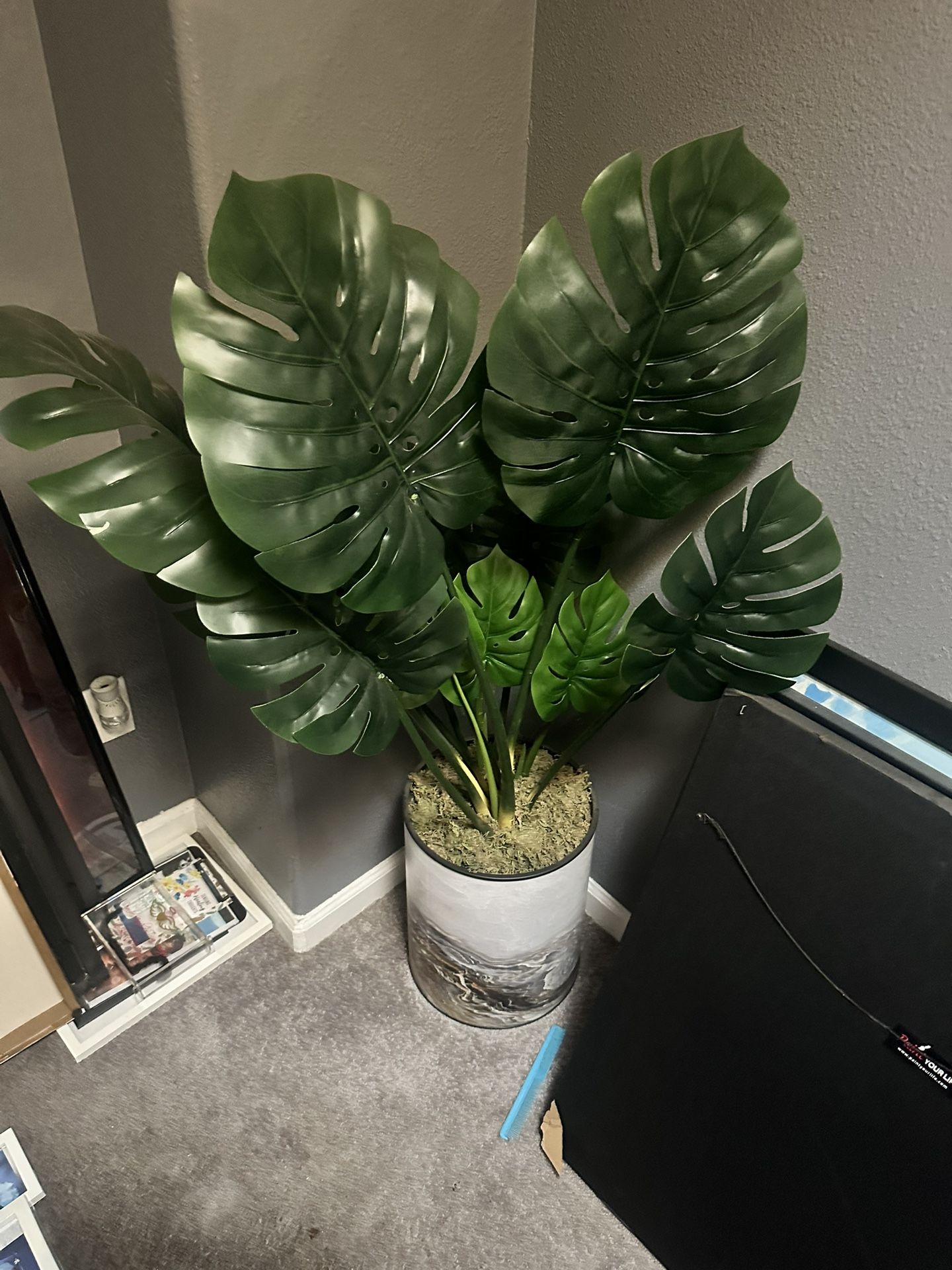 Fake Plant Marble Vase