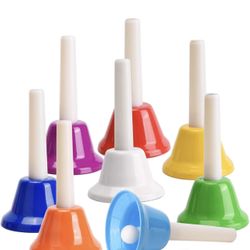 Facmogu 8 Pack Handbells Set, Colorful 8 Note Diatonic Metal Music Bells, Percussion Instrument Bells, Musical Handbells Set for Festival Musical Teac