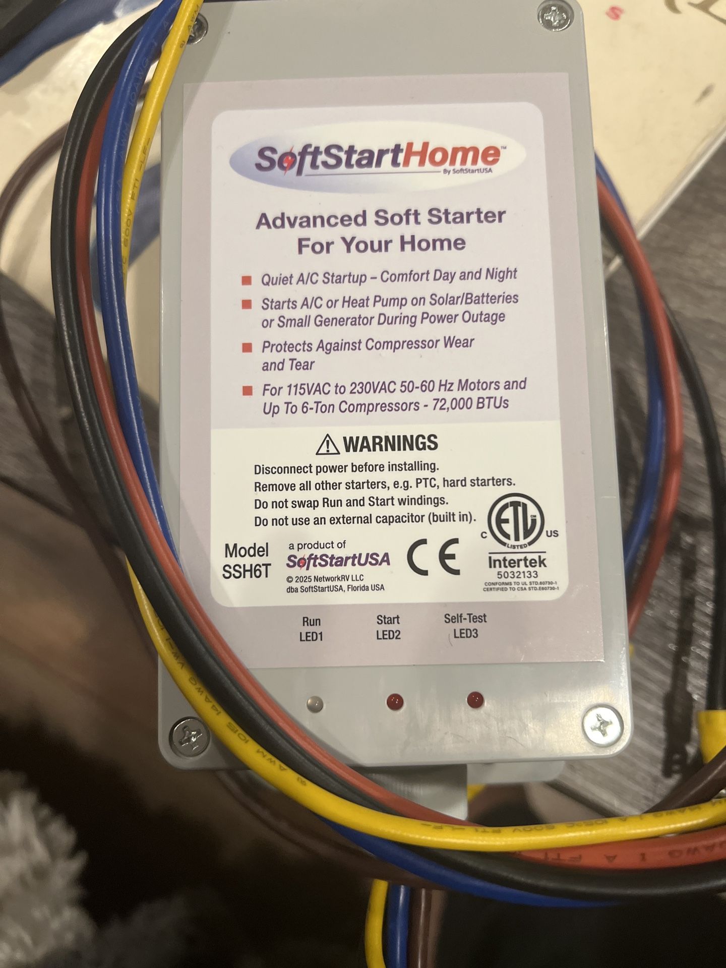 SoftStartHome HVAC Soft Starter SSH6T- Never Used, Brand New