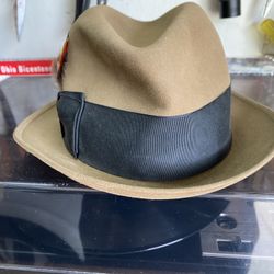 Vintage Mens Stetson Fedor Hat W Feather 60’s