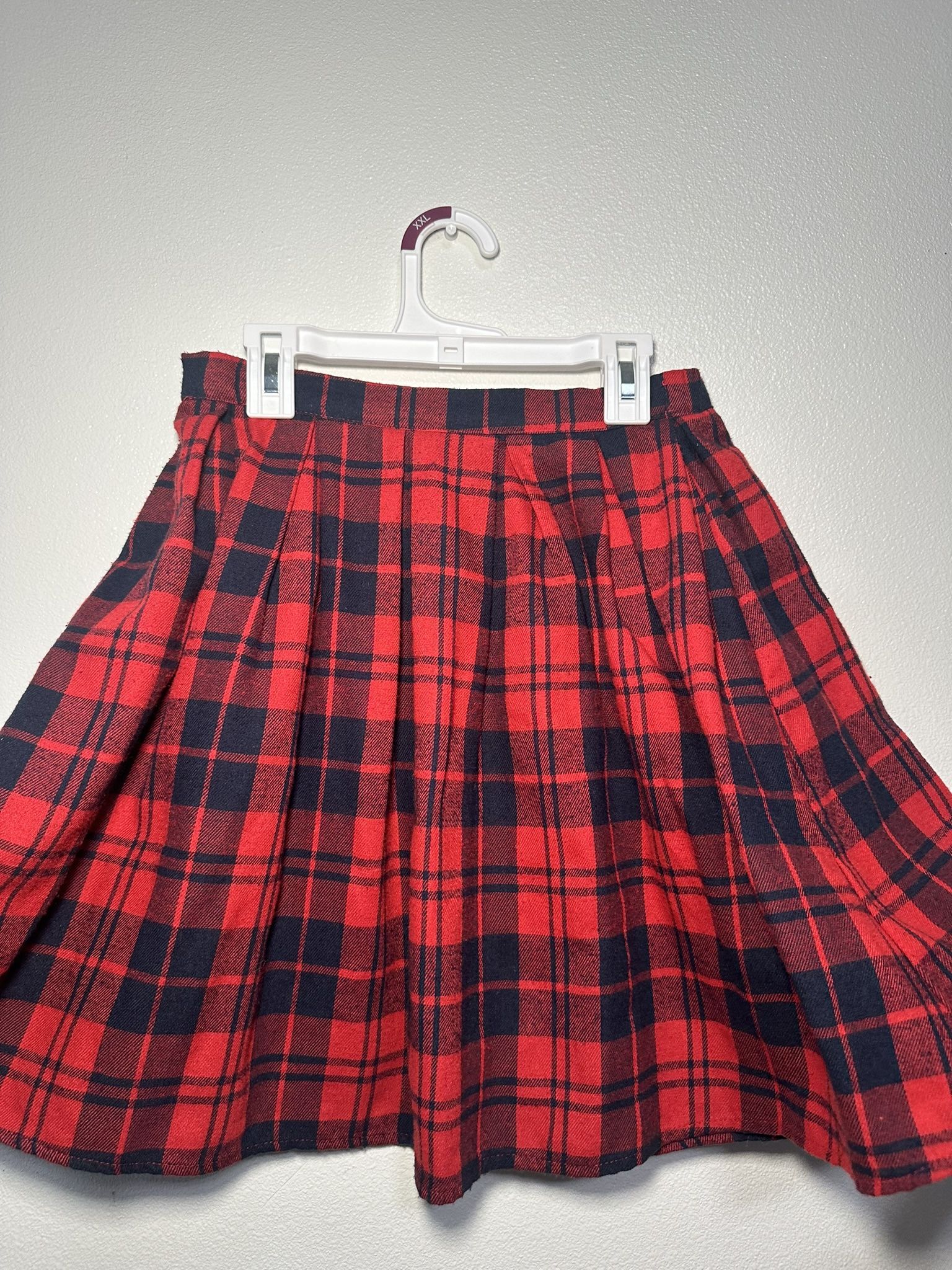 Red Plaid Kids Skirt - 11-12 Years