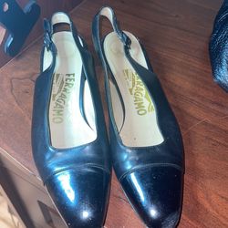 Salvatore Ferragamo Patent Leather Sling Back Size 6
