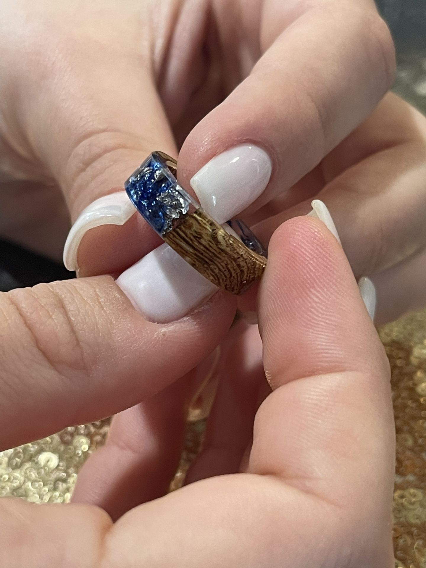 Brand new size 7 handmade wood resin ring with turquoise and gold foil  inside for Sale in Covina, CA - OfferUp