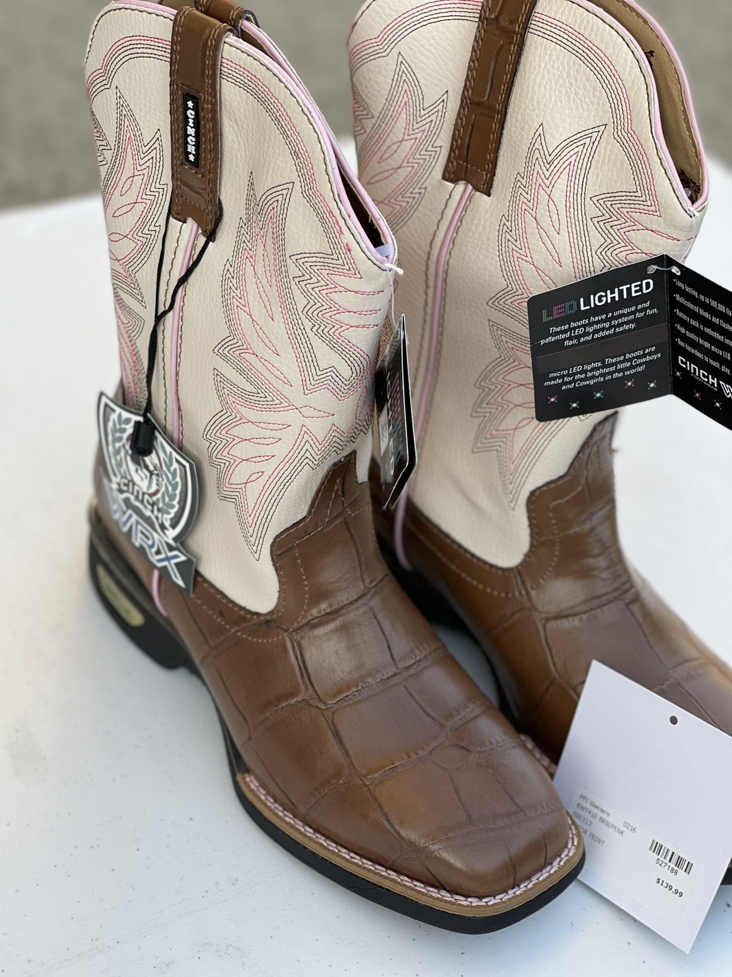 $139 Cinch WRX SHOES Girl 6.5 LED LIGHTED