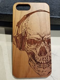 DJ Skull Laser Engraved wood case for iPhone and Samsung Galaxy