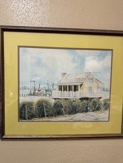 Framed Galveston Coastal Watercolor Print