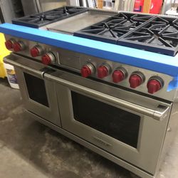 Wolf 48”Wide Dual Fuel Range Stove In Stainless Steel 