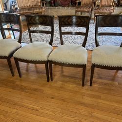 Set of 4 Wood Dining Chairs with Upholstered Seats