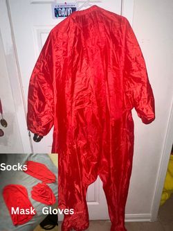 Red inflatable Costume Set with Mask, socks, and Gloves