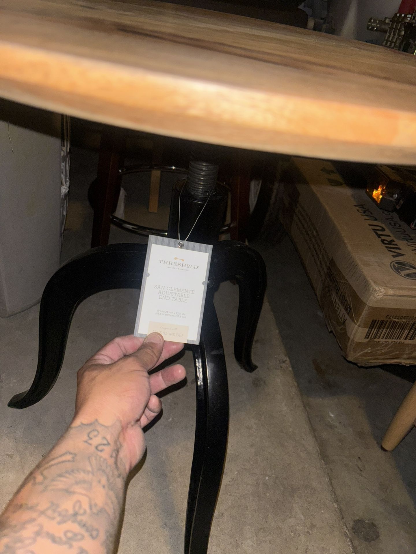 Round Wood End Table with Adjustable Height Brown - Threshold™ designed with Studio McGee