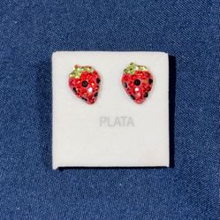 Silver Strawberry Earrings 
