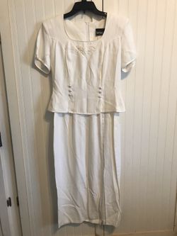 Vintage juniors white 7/8 dress brioche dress zip back fitted