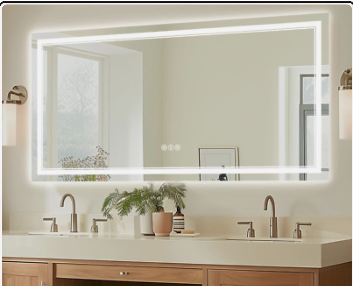 84X32 Led Mirror for Bathroom, Front and Backlit, CRI 90+, 3-Color, Dimmable Lig