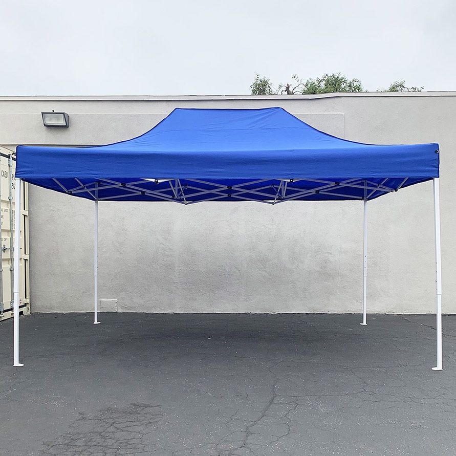 $145 (Brand New) Heavy-duty 10x15 ft outdoor ez pop up canopy party tent instant shades w/ carry bag (white, blue)