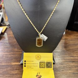10kt- Diamond Memory Charm & Rope Chain.
