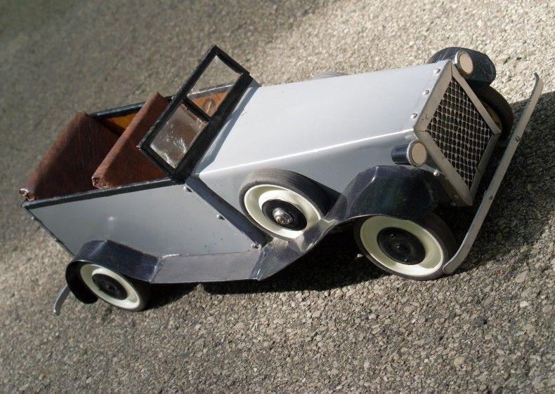 1927 Hand-Bent Rolls Royce Phantom Convertible Sedan Roadster Car Toy • Wood Interior & Leather Seats! One-of-a-Kind! Hand punch stamp date on bottom!